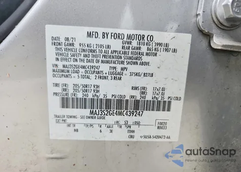 2021 Ford Ecosport Se z USA, uszkodzony, nr VIN MAJ3S2GE4MC439247